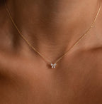 Diamond Bow Necklace & Earrings Set in 18K Gold
