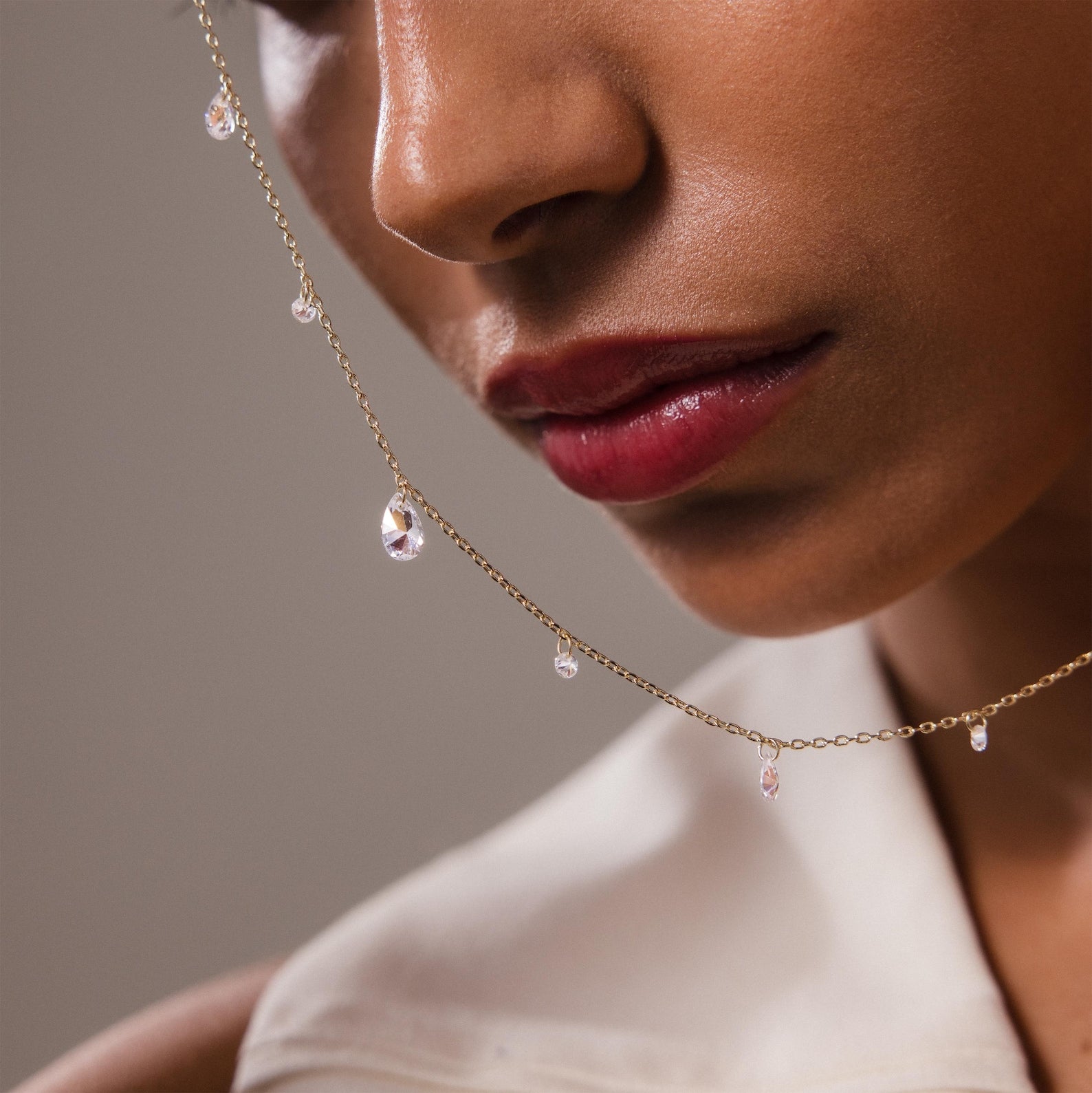 Rain Drop Station Necklace