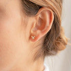 Close-up of a woman's ear wearing the Diamond Butterfly Earrings Set, ideal for layering or adding a touch of sparkle to any look.