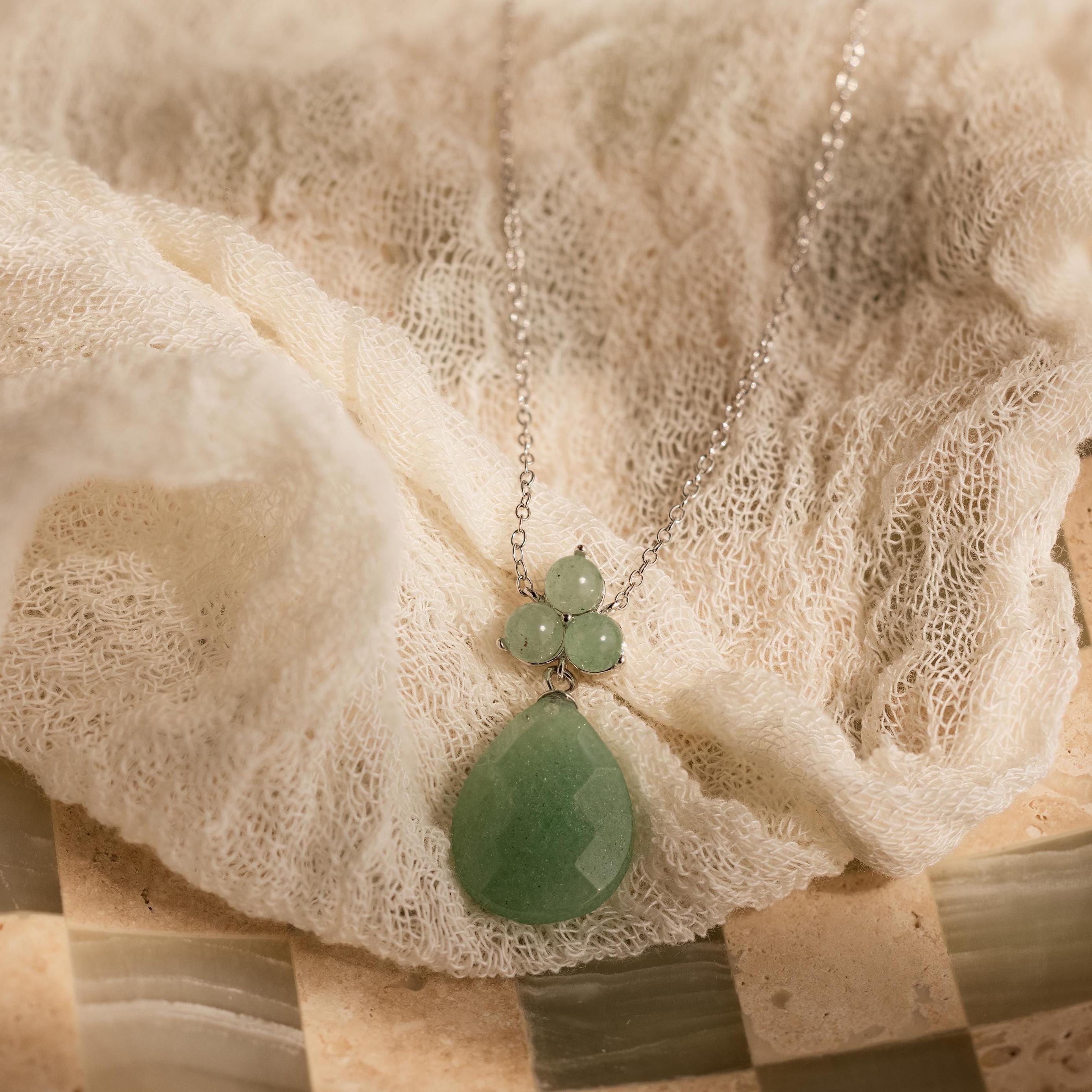 Jade Teardrop Necklace-Necklaces-Caitlyn Minimalist
