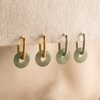 Jade Link Hoops-Earrings-Caitlyn Minimalist