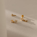 Ivy Flower Flat Back Studs with clear gemstones displayed on a soft beige surface in natural light—an ideal Mother’s Day gift.
