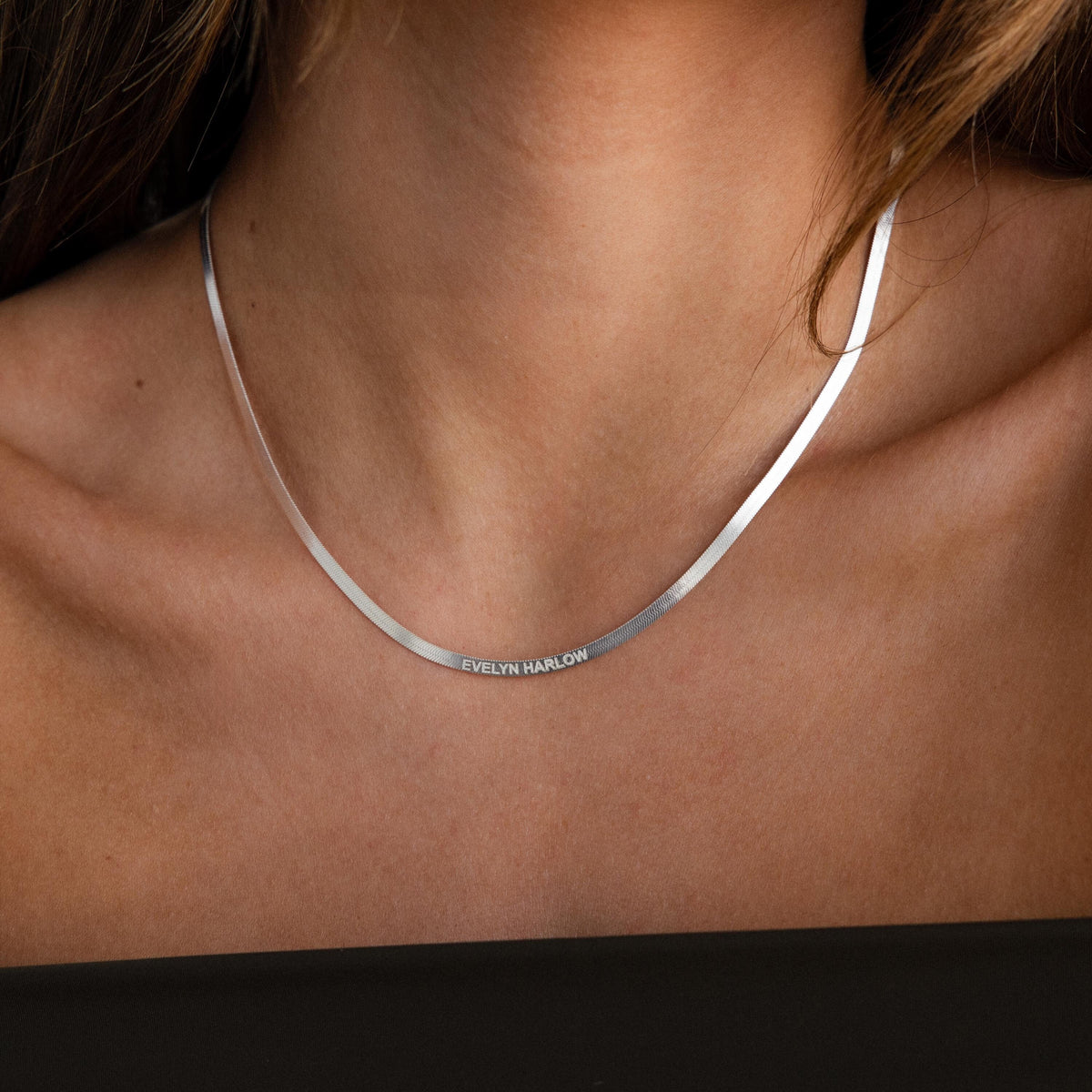 Engraved Herringbone Name Necklace