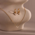 Diamond Bow Necklace & Earrings Set in 18K Gold