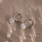 Flstlay of our Diamond Poinsettia Hoops in Silver finish