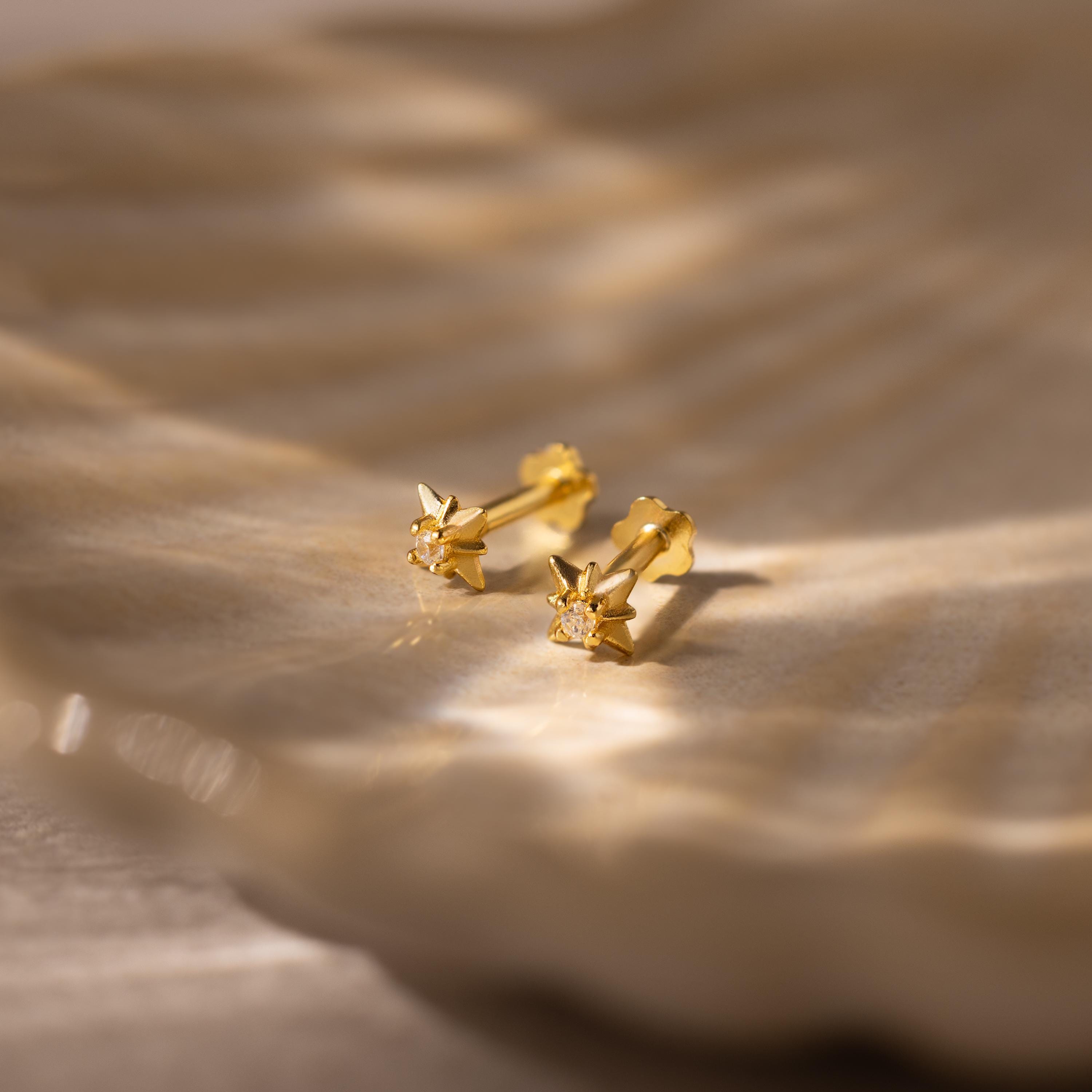 Close up of our Starlight Flatback Studs in Gold