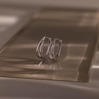 Close up of our Oval Duo Hoops in Sterling Silver