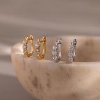 Image showcasing two pairs of our Lace Diamond Hoops in Gold and Silver