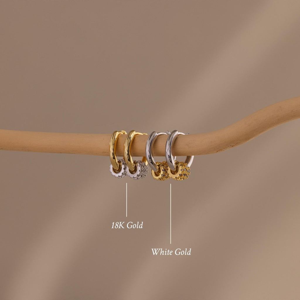 Our Mixed Metal Pave Hoops in 18K Gold and Sterling Silver