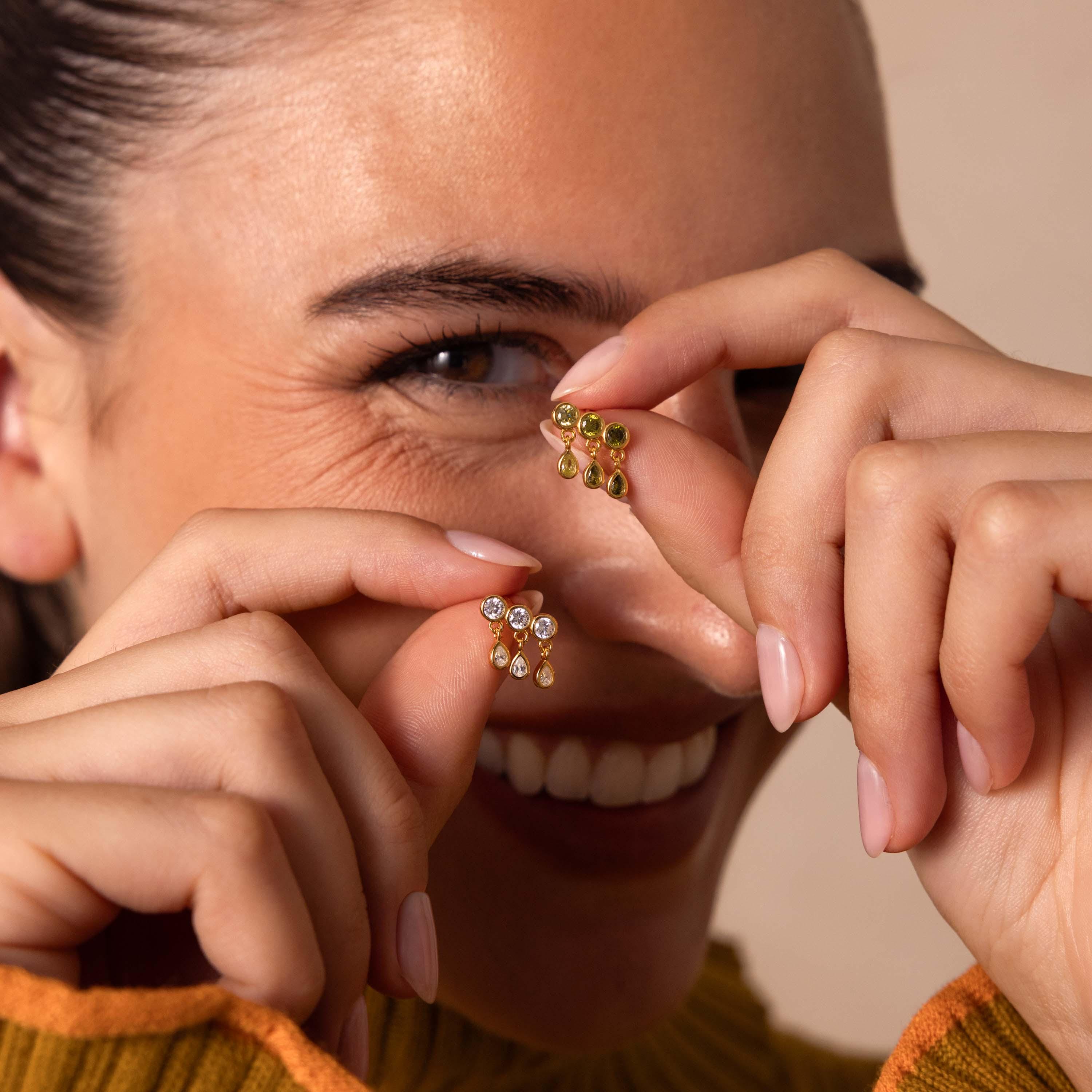 Peridot Raindrop Studs