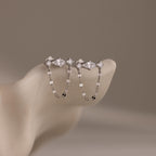 Diamond Marquise Chain Flat Back Studs in Silver