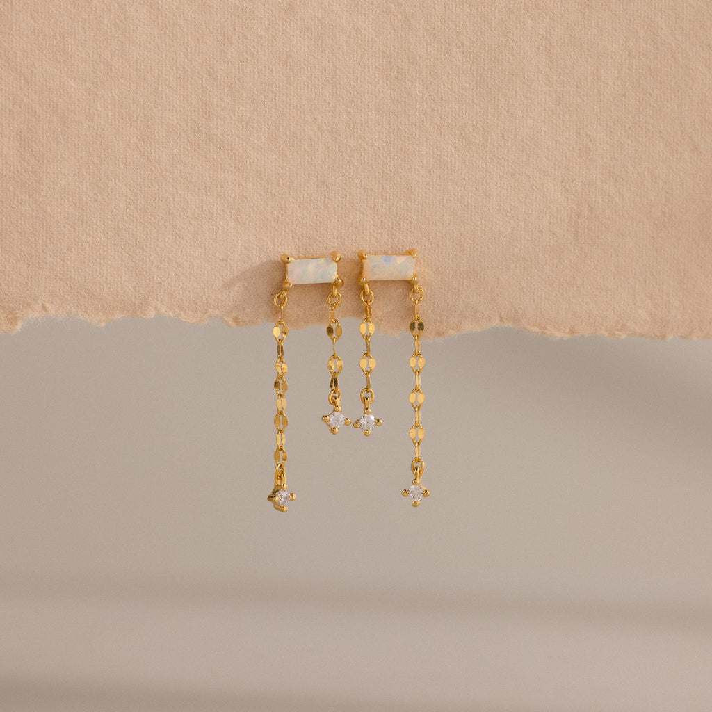 Opal Cascade Flat Back Studs in 18K Gold