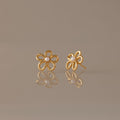 Lila Flower Pearl Studs in 18K Gold