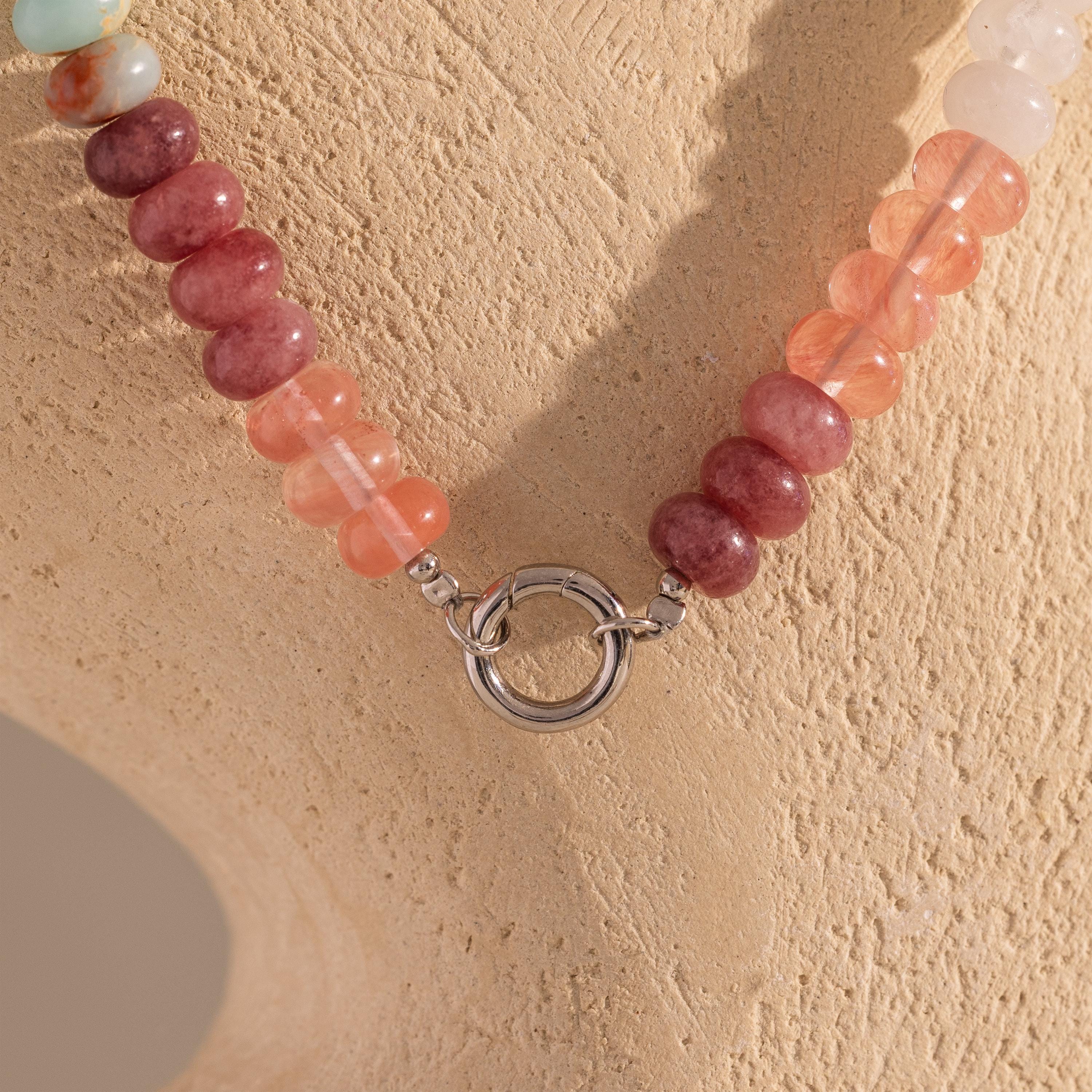 Ember Beaded Charm Necklace in Silver