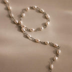Aurora Pearl Station Necklace in Silver