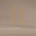 Pave Star Threader Earrings in 18K Gold