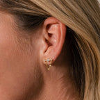 Diamond Marquise Chain Flat Back Studs in 18K Gold