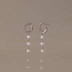 Abstract Pearl Trio Drop Earrings in Silver