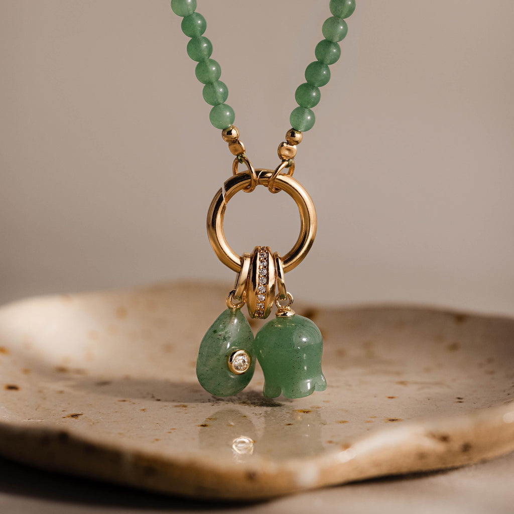 Jade Diamond Drop Charm