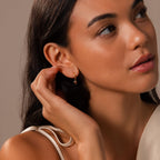 Dangling Garnet Heart Huggies in 18K Gold
