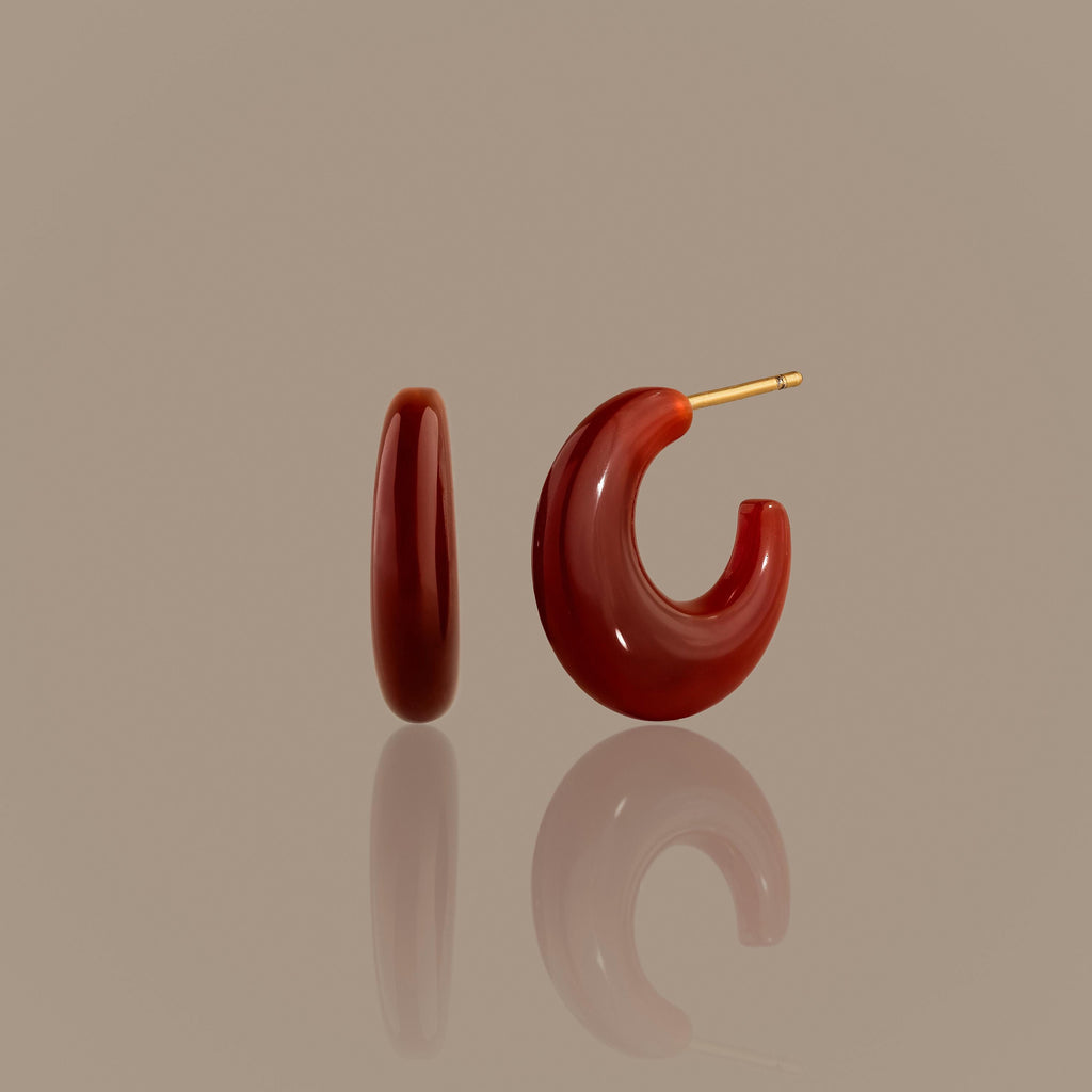 Chunky Red Agate Hoops