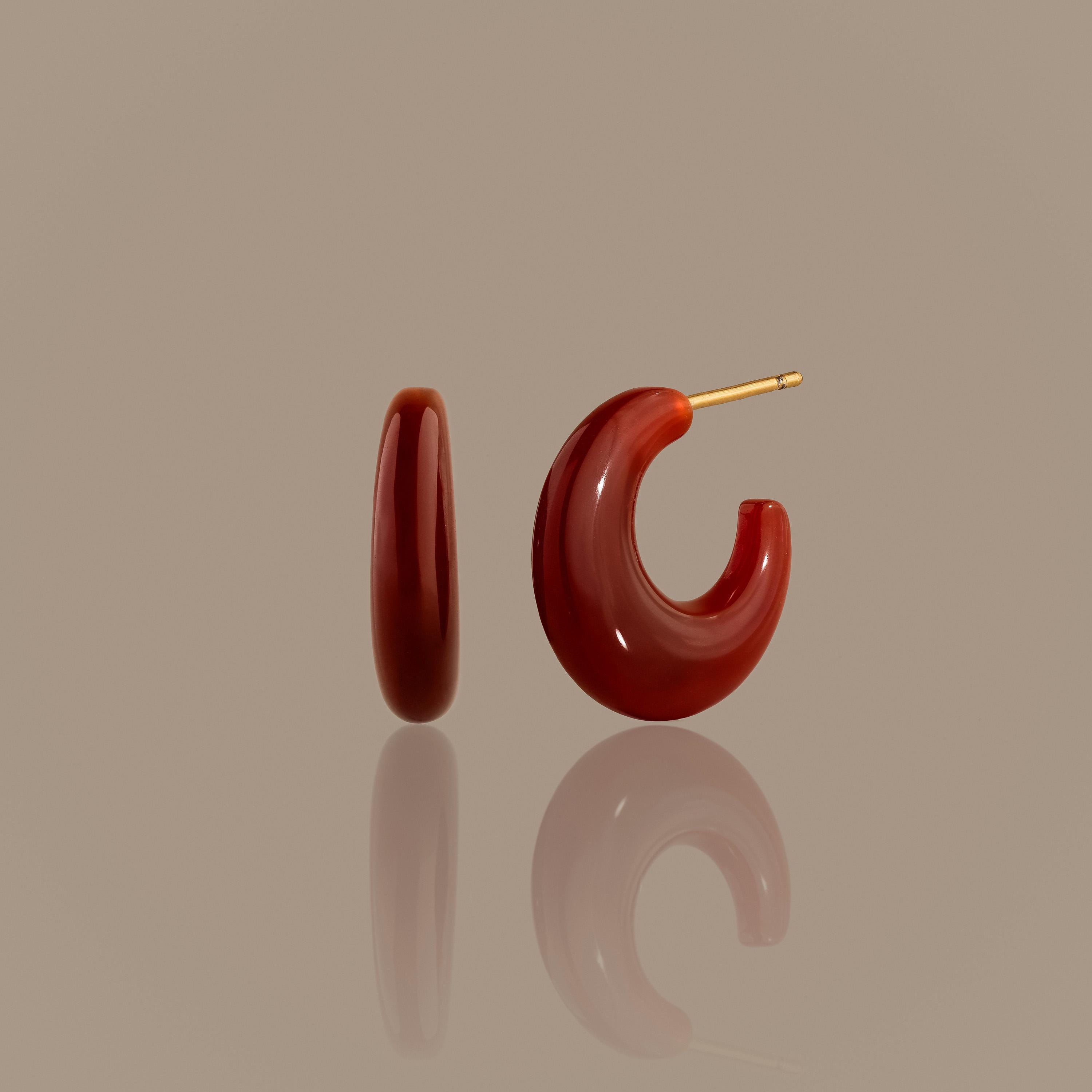Chunky Red Agate Hoops