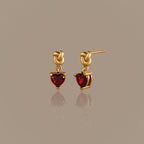 Garnet Heart Knot Studs