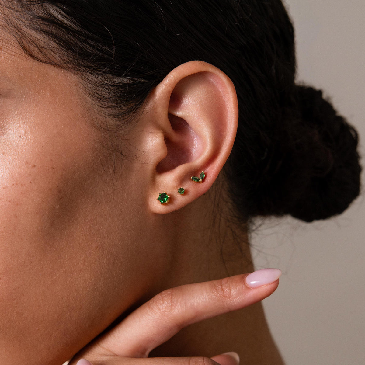 Hexagon Ruby Studs
