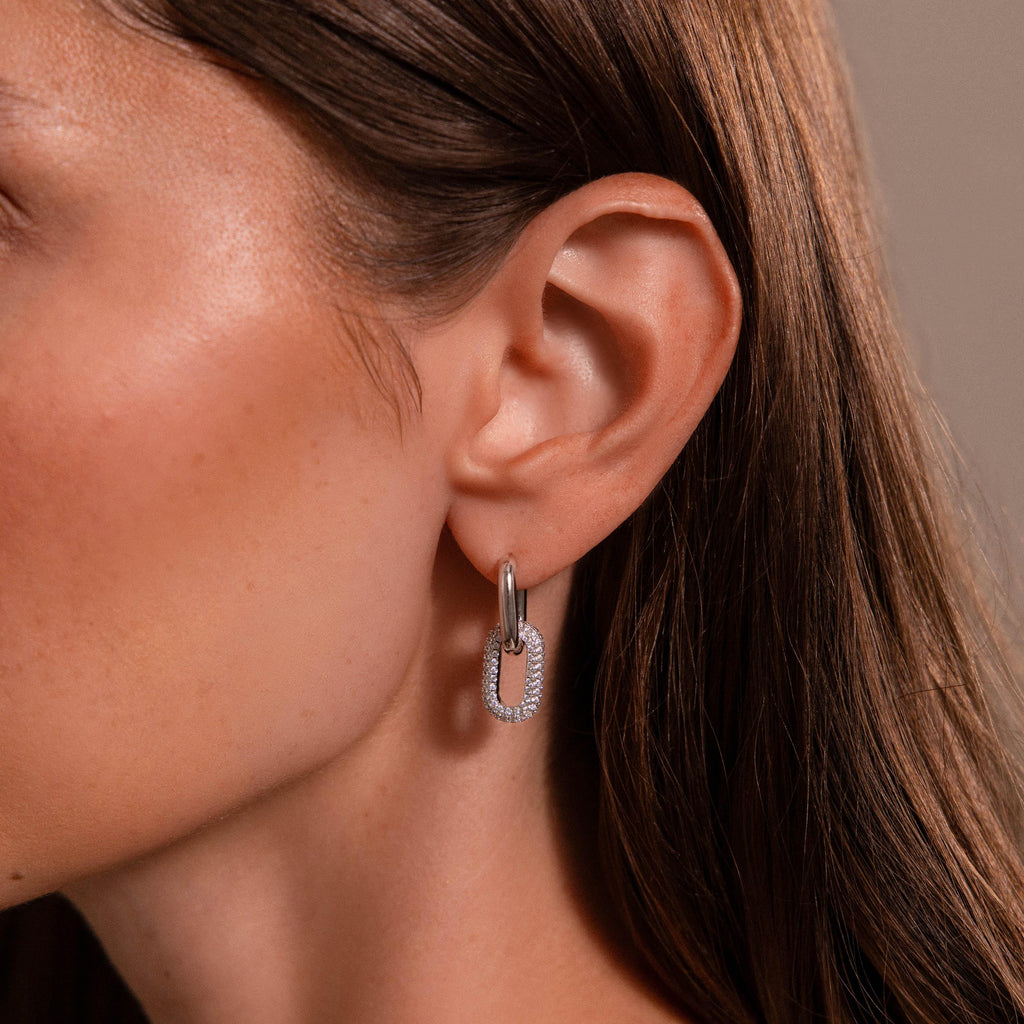Bold Pave Link Earrings