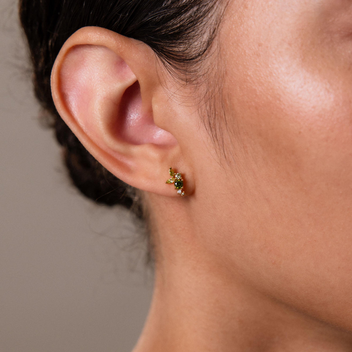 Ombre Cluster Peridot Studs