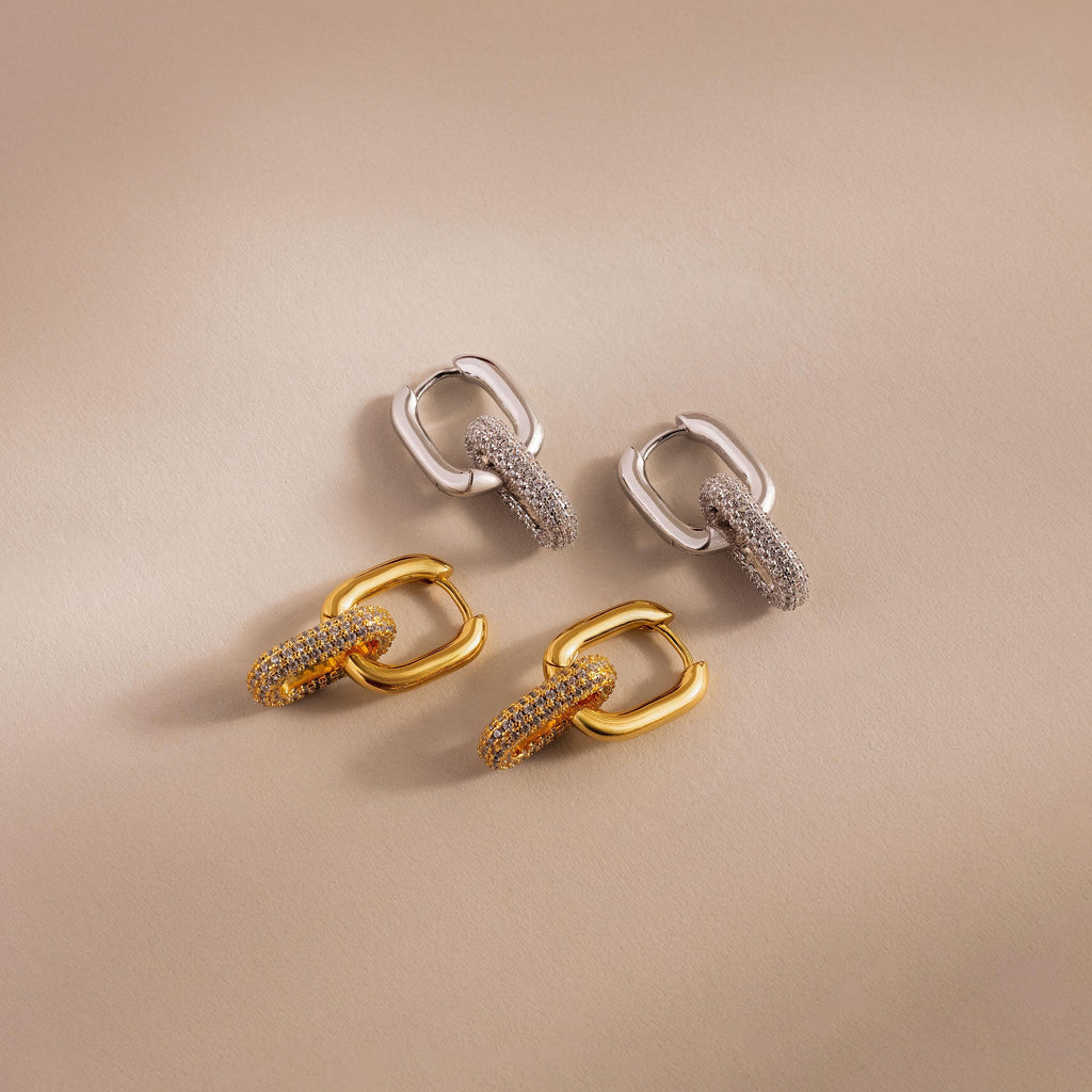 Bold Pave Link Earrings