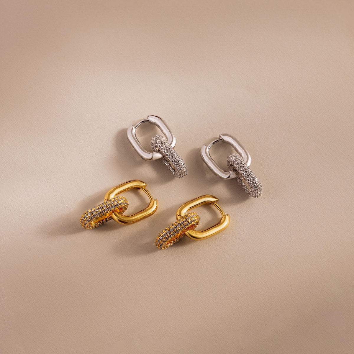 Bold Pave Link Earrings