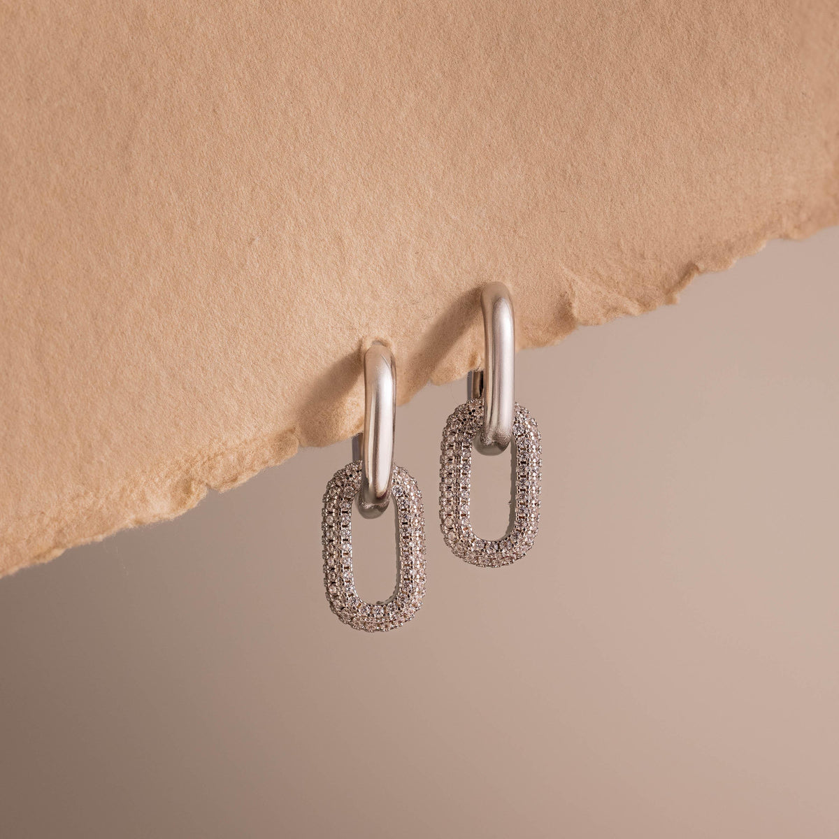 Bold Pave Link Earrings