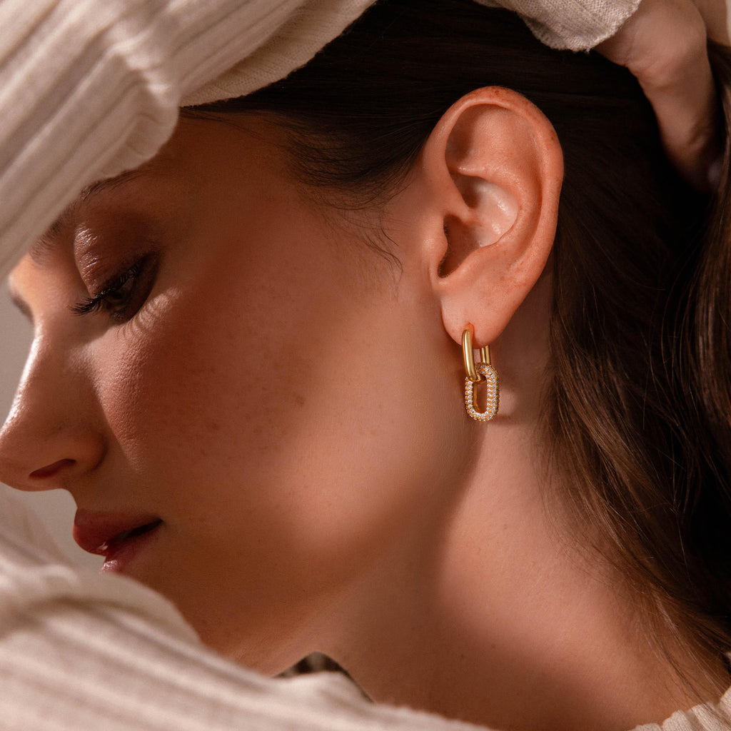 Bold Pave Link Earrings