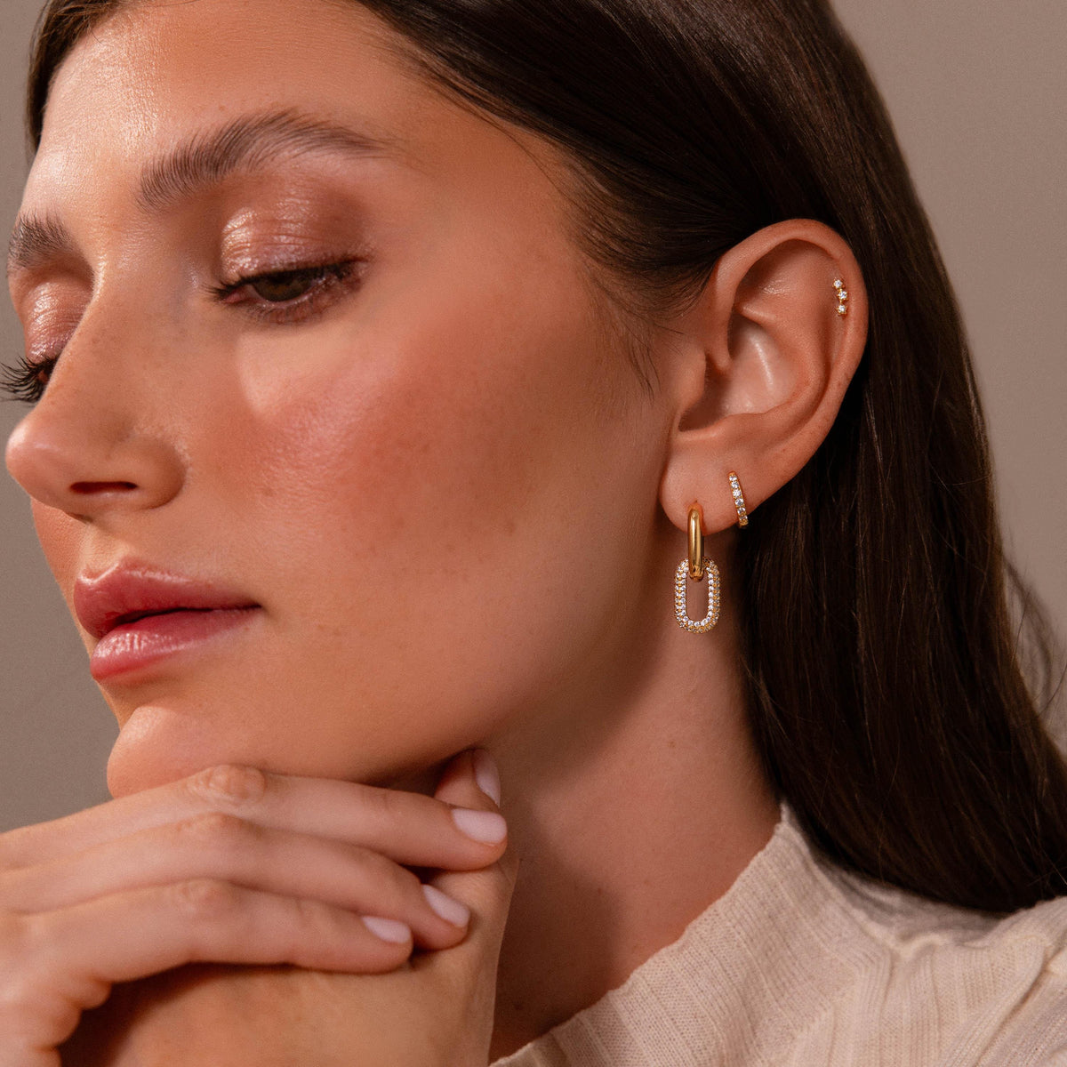 Bold Pave Link Earrings