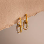 Bold Pave Link Earrings in 18K Gold