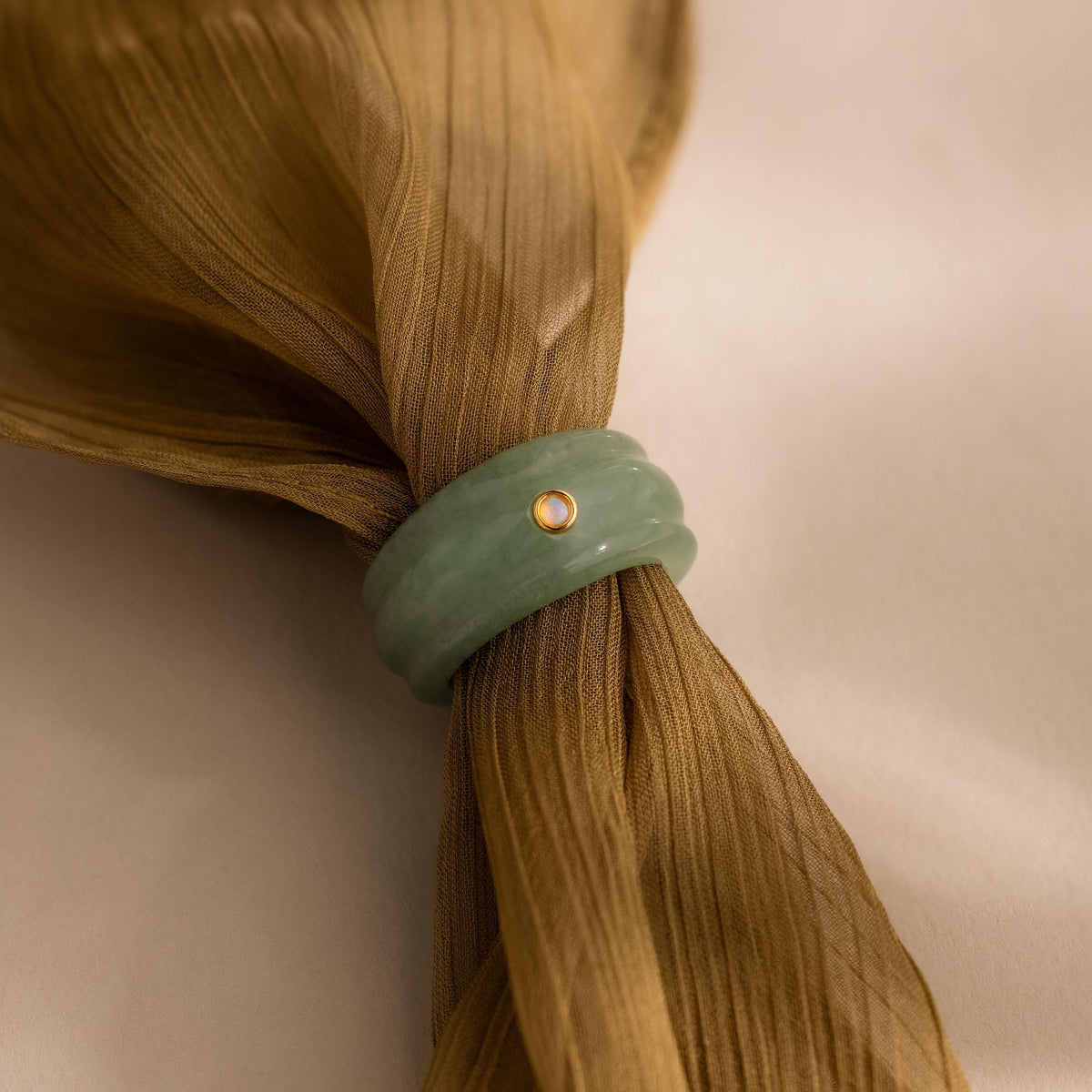 Sculpted Jade & Opal Band