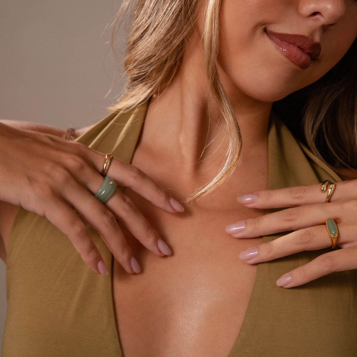 Sculpted Jade & Opal Band