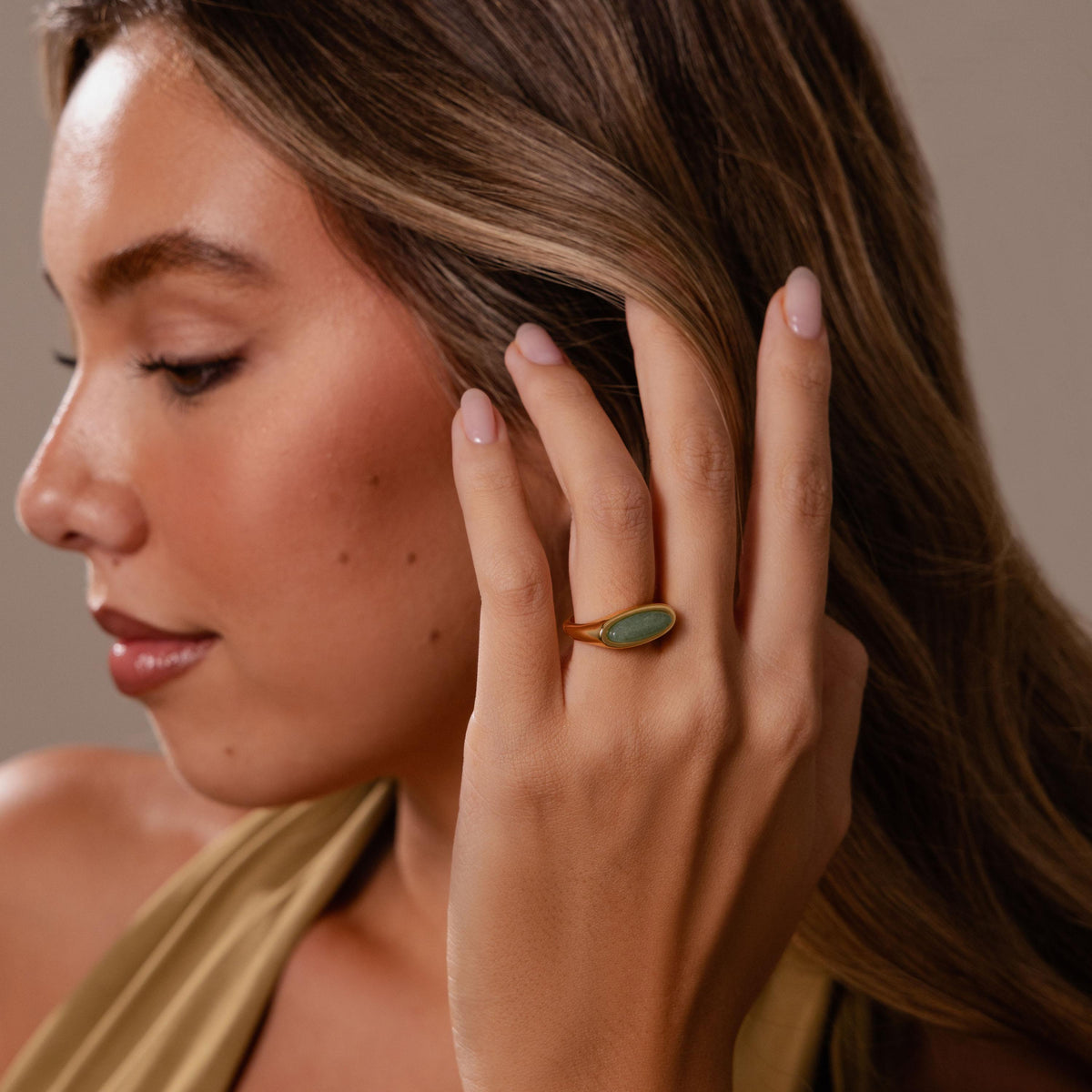 Jade Ellipse Signet Ring