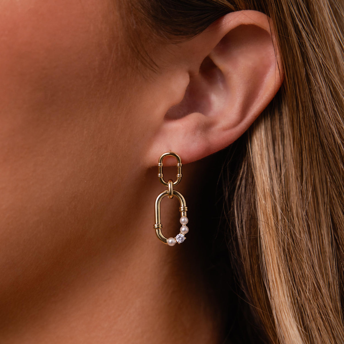 Pearl Adorned Link Studs