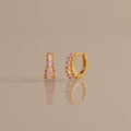 Rose Pink Art Deco Huggies in 18K Gold