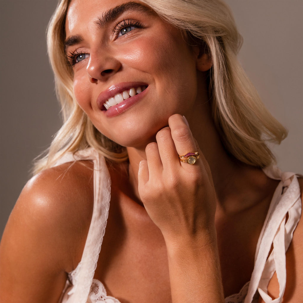 Moonstone Blush Ring Set