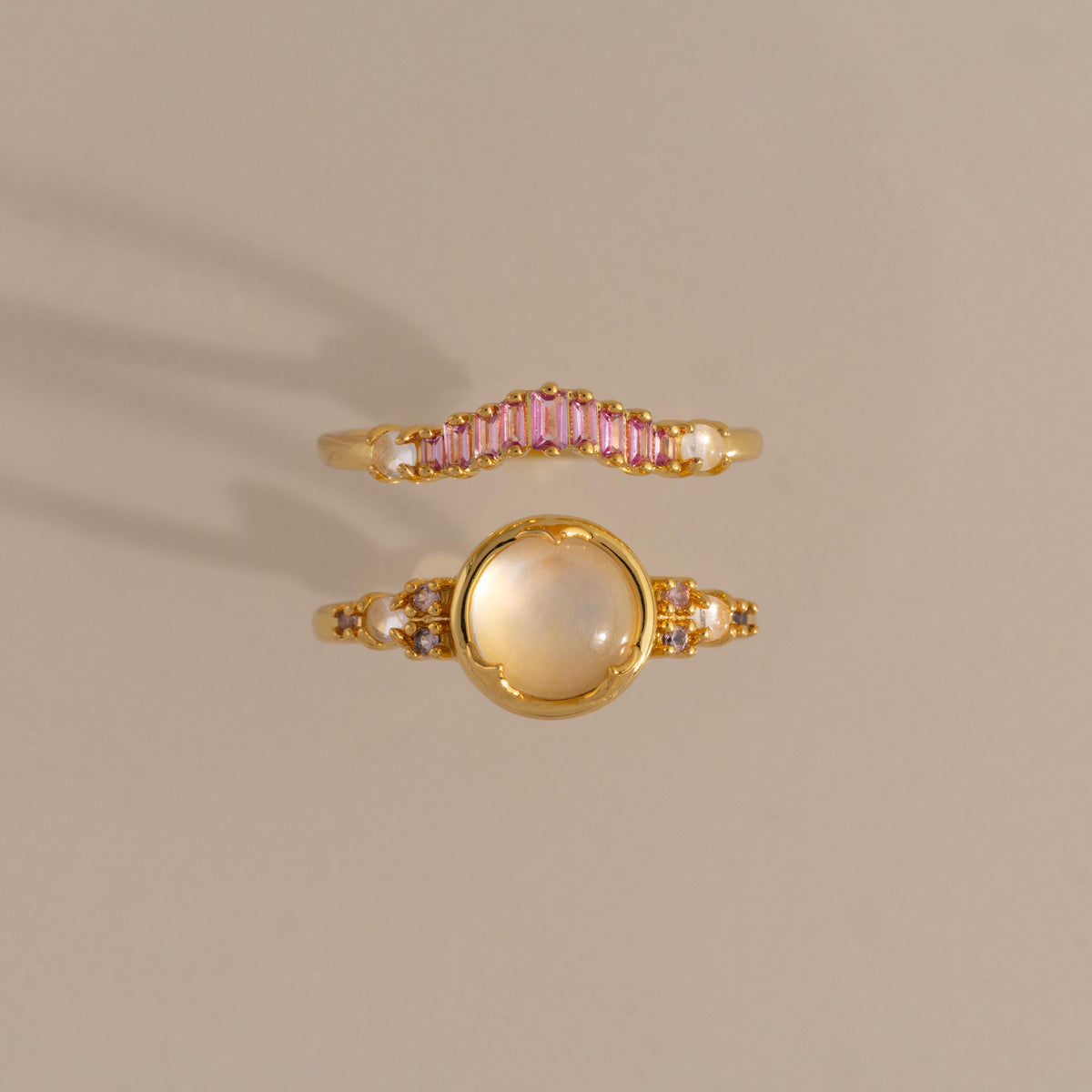 Moonstone Blush Ring Set