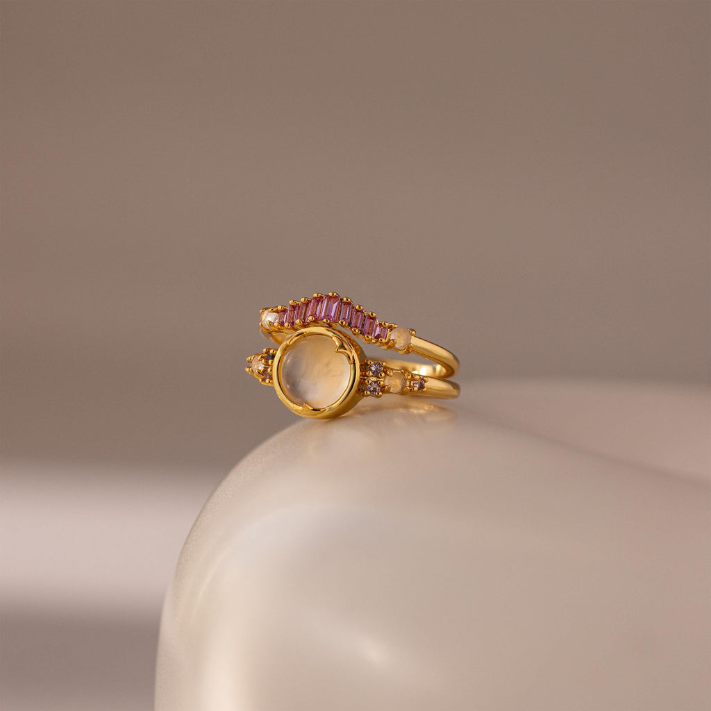Moonstone Blush Ring Set
