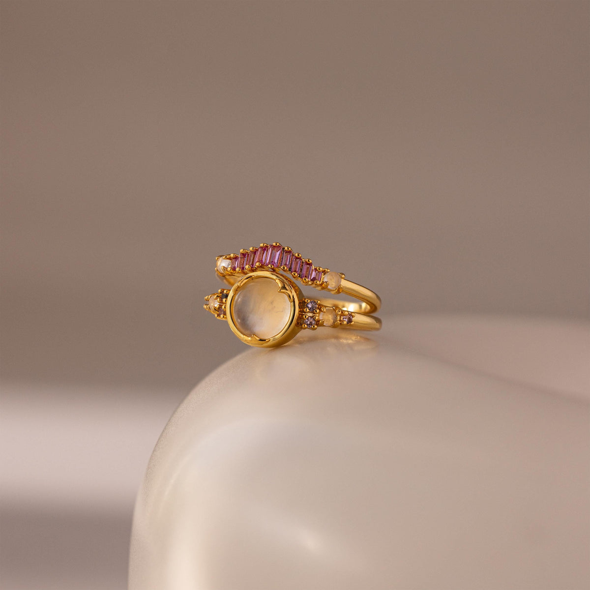 Moonstone Blush Ring Set