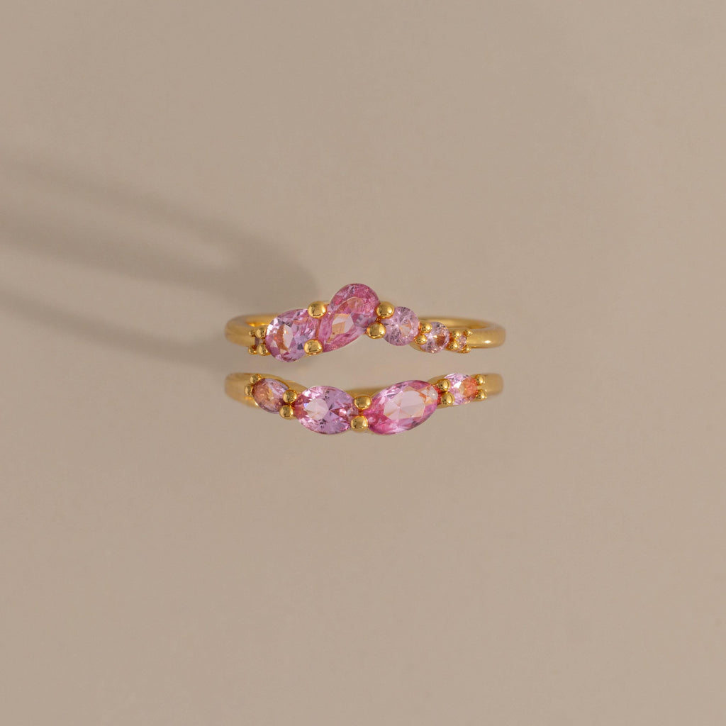 Pink Tourmaline Curve Ring Set