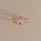 Pink Tourmaline Curve Ring Set
