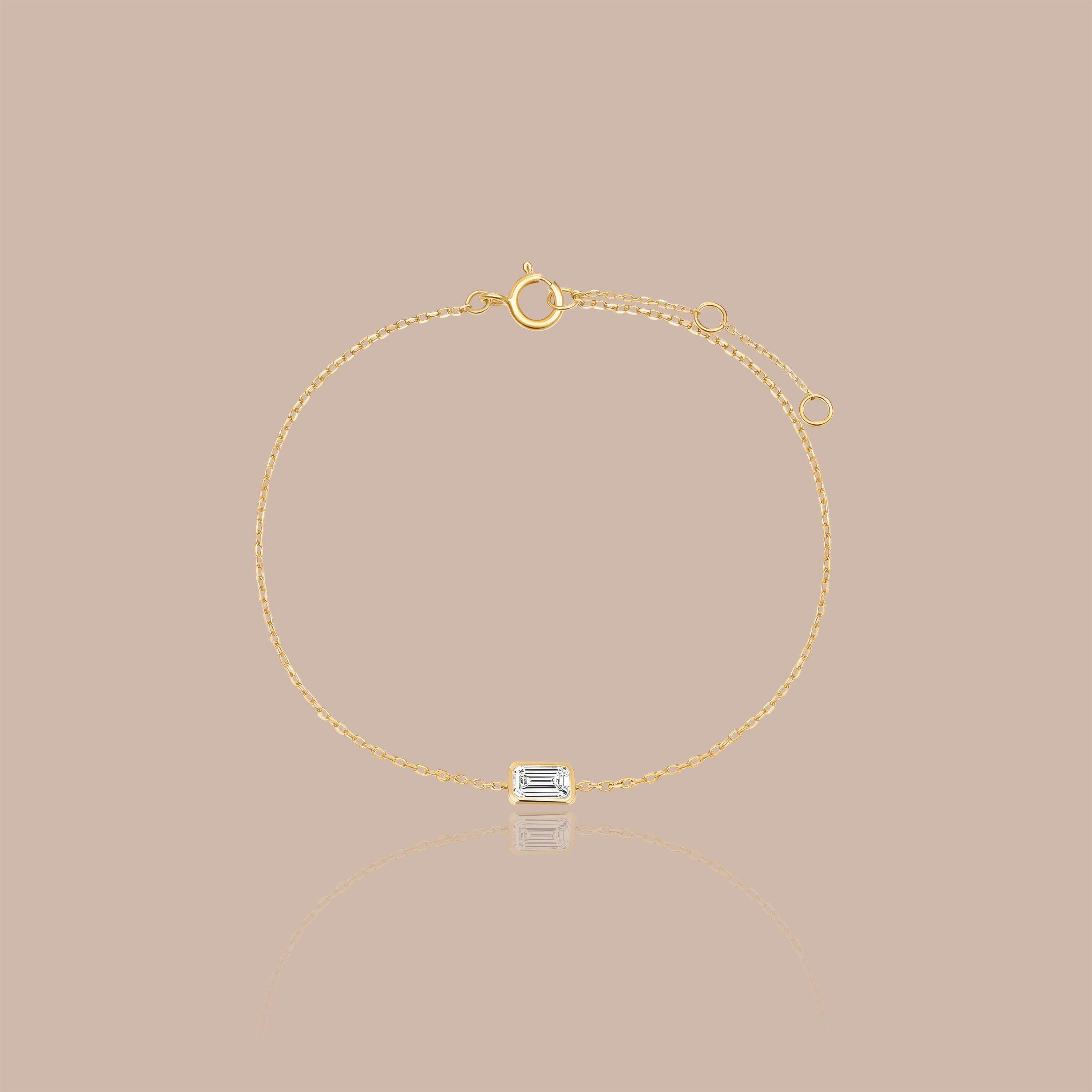 Solid Gold Bezel-Set Lab-Grown Diamond Baguette Bracelet
