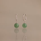Aventurine Pave Drop Huggies in Silver