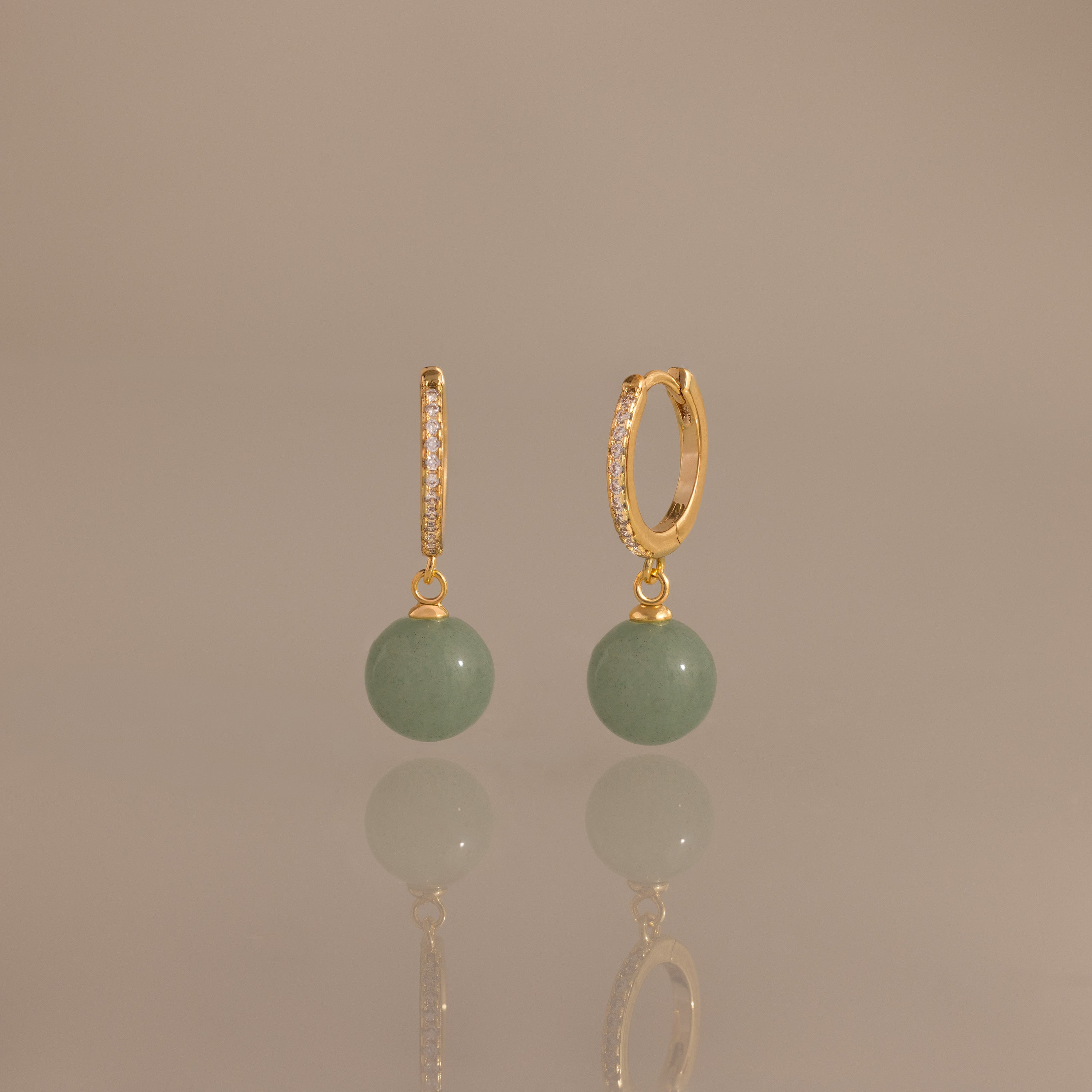 Aventurine Pave Drop Huggies